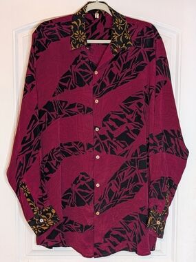 Sun Child Boyfriend Shirt Long Sleeve Silk Button Down